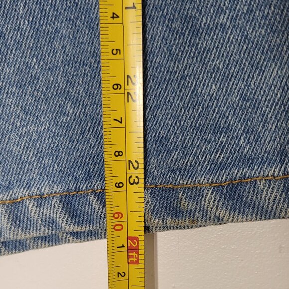 Rough Trade Vintage Blue 100% Cotton Pockets Flat Front Denim Short Unisex Sz 34 - Picture 9 of 12